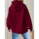 Plus Size Solid Color Waffle Long Sleeve Hooded Sweatshirt, Casual Drawstring Kangaroo Pocket Hoodie, Women's Clothing