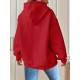 Plus Size Solid Color Waffle Long Sleeve Hooded Sweatshirt, Casual Drawstring Kangaroo Pocket Hoodie, Women's Clothing