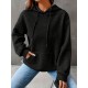 Plus Size Solid Color Waffle Long Sleeve Hooded Sweatshirt, Casual Drawstring Kangaroo Pocket Hoodie, Women's Clothing