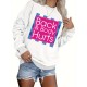 Plus Size Letter Print Sweatshirt, Crew Neck Casual Sweatshirt For Fall & Spring, Women's Plus Size Clothing