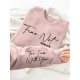 Plus Size Fear Not Print Pullover Sweatshirt, Casual Long Sleeve Crew Neck Sweatshirt For Fall & Winter, Women's Plus Size Clothing