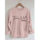 Plus Size Fear Not Print Pullover Sweatshirt, Casual Long Sleeve Crew Neck Sweatshirt For Fall & Winter, Women's Plus Size Clothing