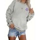 Plus Size Flower Print Sweatshirt, Casual Long Sleeve Crew Neck Sweatshirt, Women's Plus Size Clothing