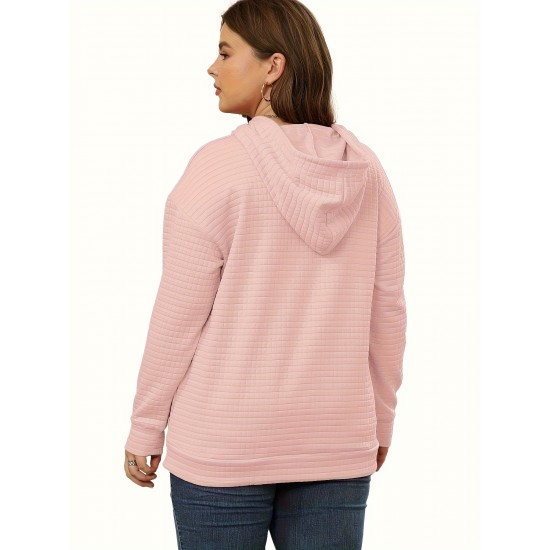 Women's Plus Size Hoodies Casual Long Sleeve Sweatshirts Drawstring Pullover Tops With Pocket