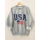 Plus Size USA Print Pullover Sweatshirt, Casual Long Sleeve Crew Neck Sweatshirt For Fall & Spring, Women's Plus Size Clothing