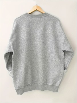 Plus Size USA Print Pullover Sweatshirt, Casual Long Sleeve Crew Neck Sweatshirt For Fall & Spring, Women's Plus Size Clothing