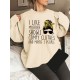 Plus Size Woman & Letter Print Sweatshirt, Casual Long Sleeve Crew Neck Sweatshirt, Women's Plus Size Clothing