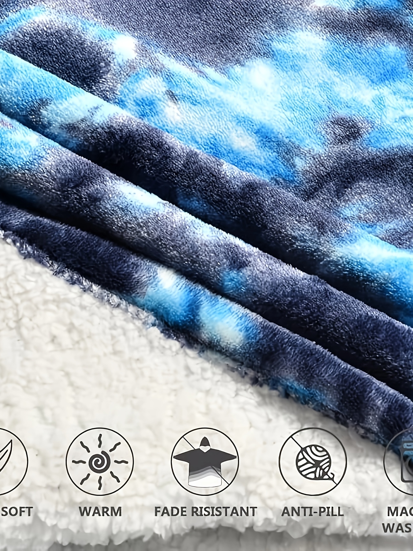 cozy oversized sherpa fleece hoodie blanket tie dye wearable blanket with     warm shawl wrap for women and   birthday gift non stretch knit fabric hand washable details 3