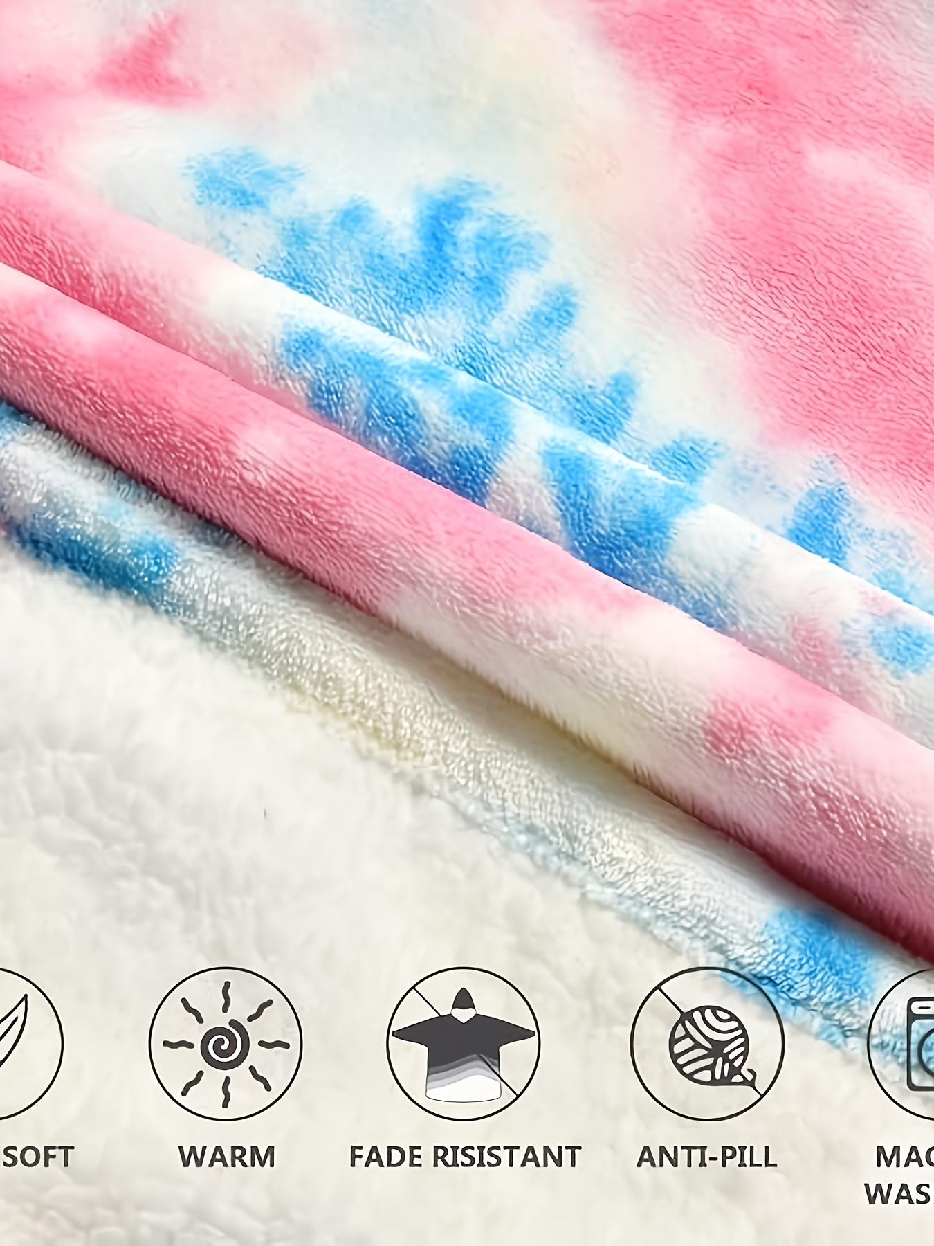 cozy oversized sherpa fleece hoodie blanket tie dye wearable blanket with     warm shawl wrap for women and   birthday gift non stretch knit fabric hand washable details 16